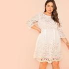 Shein Plus Fit And Flare Lace Dress