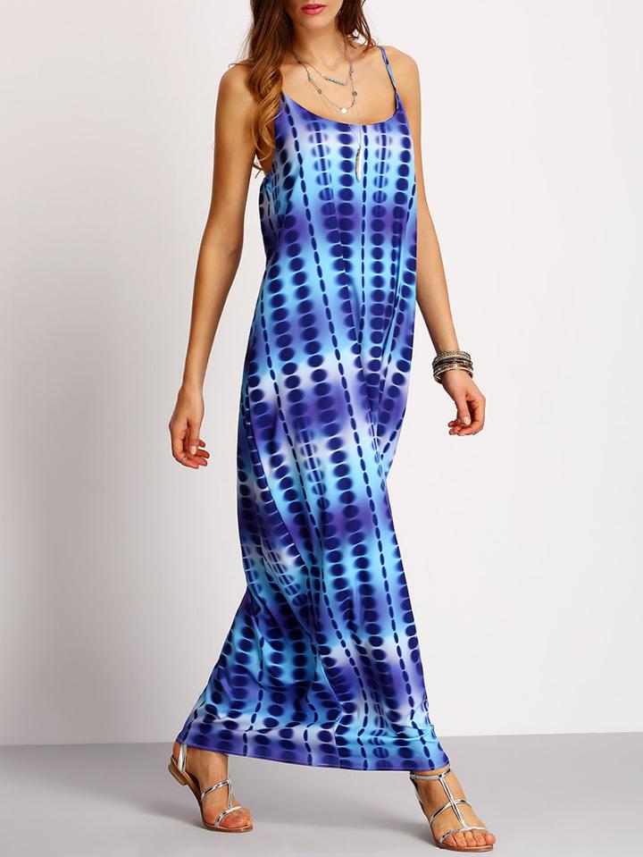 Shein Spaghetti Strap Print Maxi Dress