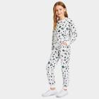 Shein Girls Leopard Print Sweatshirt & Pants Set