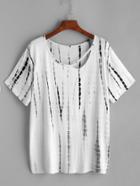 Shein Tie Dye Cutout Neckline T-shirt