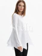 Shein White Long Sleeve Asymmetric T-shirt