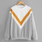 Shein Plus Color-block Drop-shoulder Sweatshirt