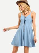 Shein Buttoned Front Denim Skater Dress