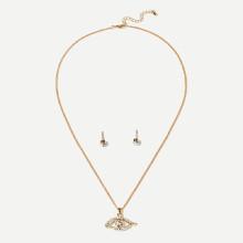 Shein Eye Detail Necklace 1pc & Earrings 1pair