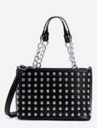 Shein Black Studded Chain Strap Satchel Bag