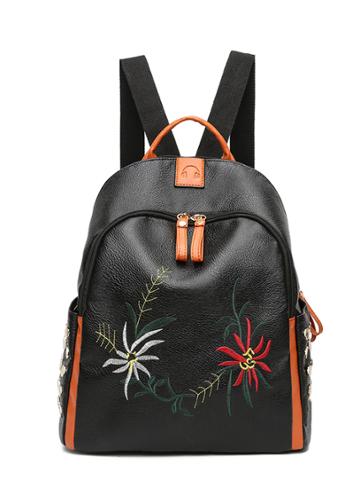 Shein Flower Embroidery Double Zipper Backpack