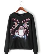 Shein Owl Embroidery Jumper Sweatshirt