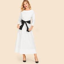 Shein Bow Tie Front Longline Dress