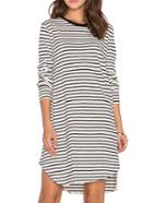 Shein White Long Sleeve Striped Dress