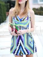 Shein Multicolor Sleeveless Patchwork A Line Dress