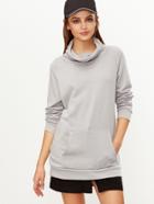 Shein Grey Cowl Neck Raglan Sleeve Pocket Sweatshirt