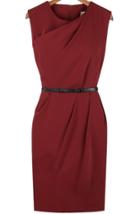 Shein Red Workplace Sleeveless Split Side Zipper Asymmetrical Dress