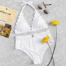 Shein Scallop Edge Triangle Bikini Set