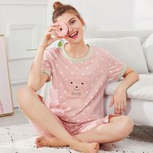 Shein Bear Embroidered Tee & Pants Pj Set