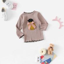 Shein Toddler Girls Pineapple Patched Lettuce Edge Trim Tee