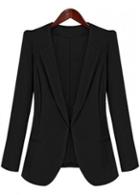 Rosewe Ol Style Solid Black Long Sleeve Blazer For Woman