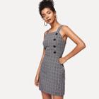 Shein Thick Strap Buttoned Plaid Dress