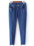 Shein Navy Pockets Button Denim Pant