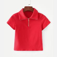 Shein Solid Zip Up Tee
