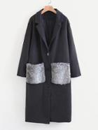 Shein Faux Fur Pocket Longline Coat