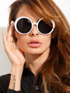 Shein Vintage White Frame Round Lens Sunglasses