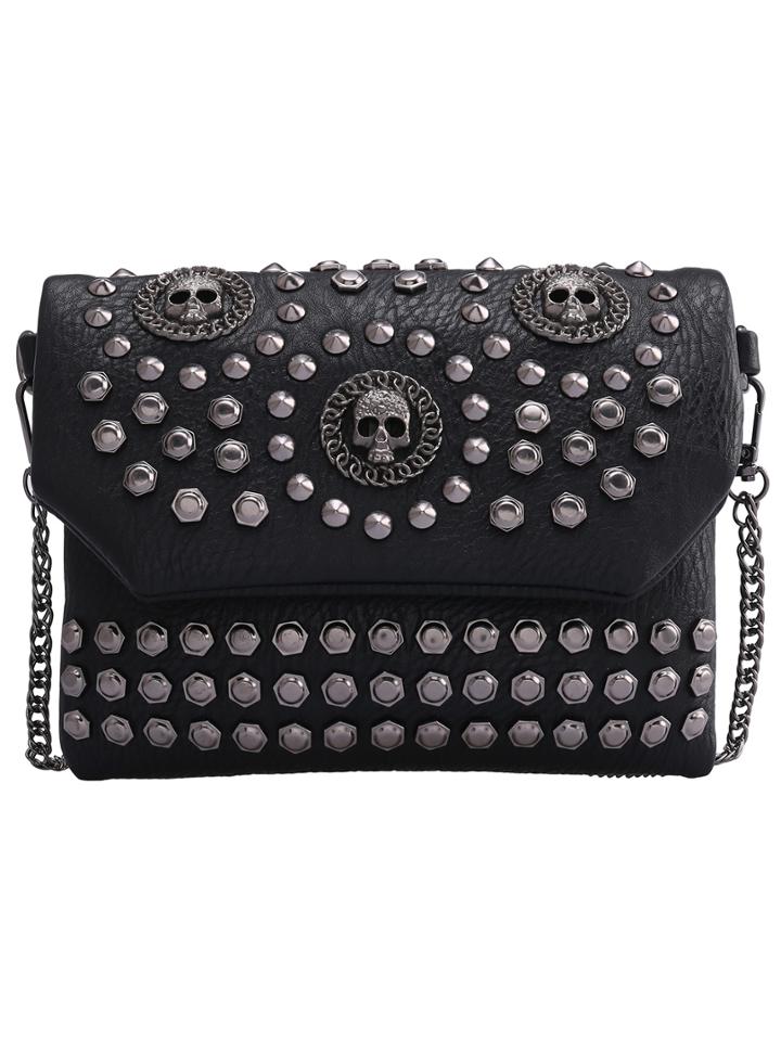 Shein Black With Studded Skull Shoulder Bag