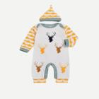 Shein Boys Deer Print Jumpsuits Set With Hat