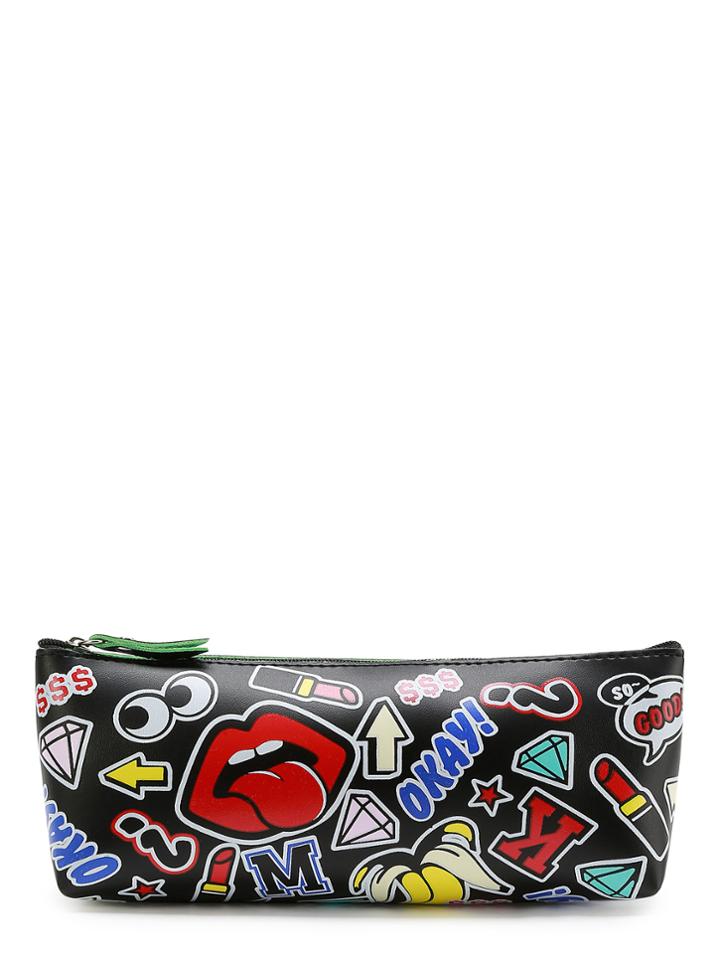 Shein Mixed Pattern Pu Pouch Bag