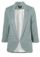 Rosewe Women Essential Light Blue Turndown Collar Polyester Blazer