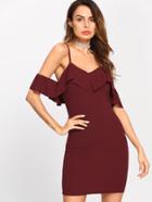 Shein Flounce Trim Cold Shoulder Dress