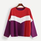 Shein Plus Color-block Round Neck Jumper