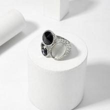 Shein Gemstone Textured Wide Ring