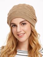 Shein Khaki Texture Knitted Beanie Hat