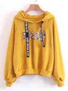 Shein Slogan Strap Sequin Detail Hoodie