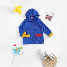 Shein Girls Button & Pocket Front Hooded Jacket