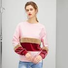 Shein Faux Fur Panel Color Block Sweatshirt