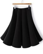 Shein Black Pleated Flare Skirt