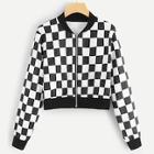 Shein Stand Neck Gingham Jacket