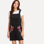 Shein Flower Embroidery Applique Overall Dress