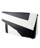 Shein White Black Crocodile Leather Clutch Bag