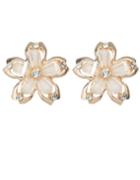 Shein White Rhinestone Flower Clip Earrings