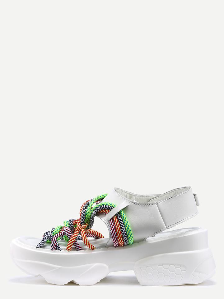 Shein White Braided Platform Sandals