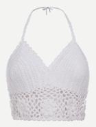 Shein White Hollow Out Crochet Halter Top