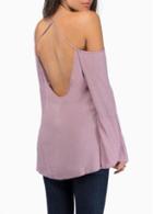 Rosewe Charming Purple Long Sleeve Open Back T Shirt
