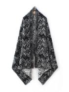Shein Black Wave Print Raw Edge Shawl Scarf