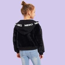 Shein Girls Zip Up Hooded Teddy Jacket