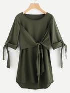 Shein Knot Front Bow Tie Sleeve Dress