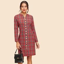 Shein Button Up Plaid Dress