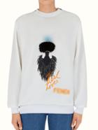 Shein White Round Neck Autograph Embroidered Sweatshirt