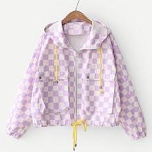 Shein Checkered Hooded Jacket